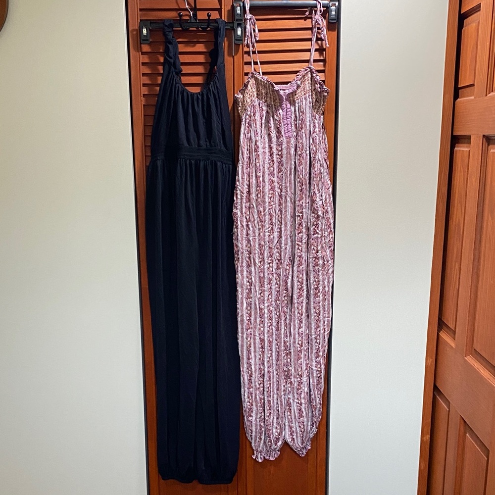Free People Black and Pink Jumpsuits